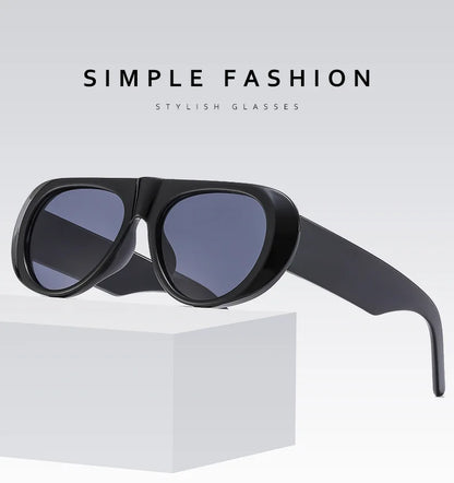 Fashion Retro Oval Large Frame Sunglasses — Minimalist Design UV-Resistant Eyewear for Women