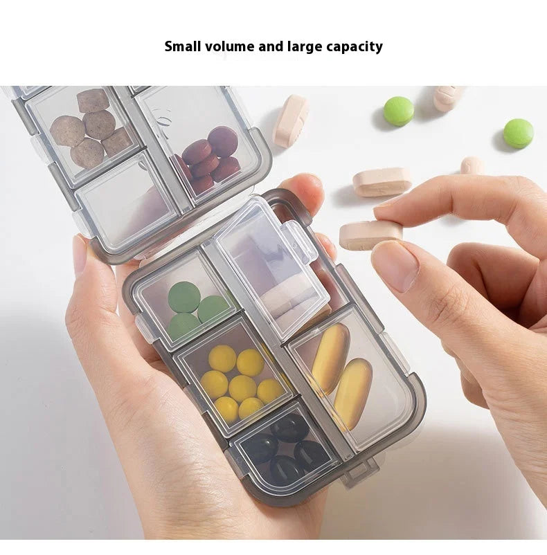 JUSTLANG Portable Medicine Box – Waterproof & Moisture-Proof Pill Container with 10 Small Grid Cells for Tablets Storage