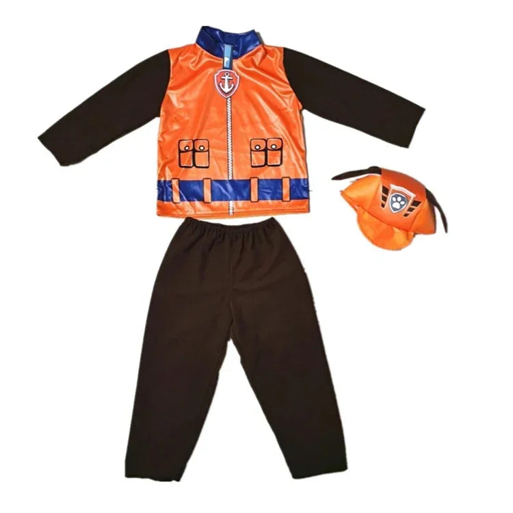 Anime Dog Patrol Kids Costume Set – Tops, Pants, Backpack & Hat for Marshall, Chase, Skye, Zuma, Rubble Halloween Cosplay