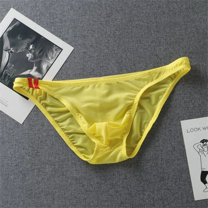 Men’s Ice Silk Low Waist Underwear – Breathable Translucent Comfort Bikini Briefs with Support Pouch (M–XXL) Fitness Fit