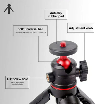 Extendable Mini Camera Tripod with 360° Ball Head - Portable Vlog Travel Selfie Stick Handle for GoPro, Insta360, DJI, SLR