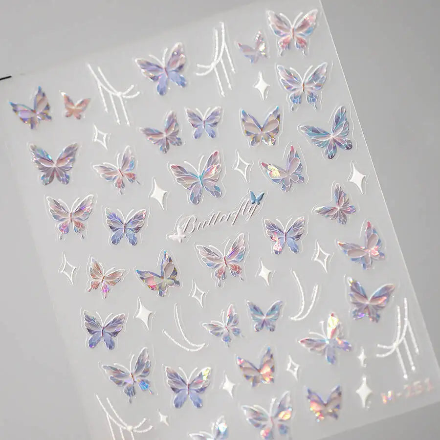 5D Glitter Butterfly Nail Sticker – Kawaii Aurora Nail Art Decal for DIY Manicure & Nail Decorations