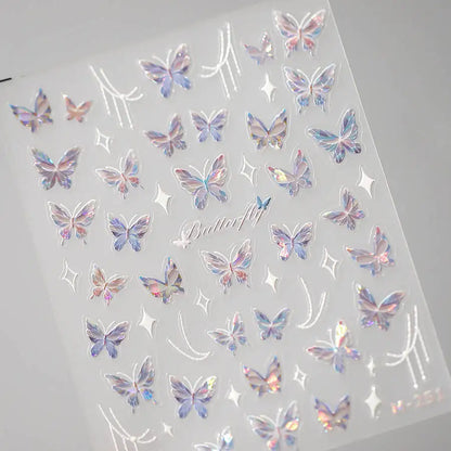 5D Glitter Butterfly Nail Sticker – Kawaii Aurora Nail Art Decal for DIY Manicure & Nail Decorations