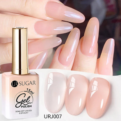 UR SUGAR 15ml Jelly Milky White Gel Polish – Translucent UV Soak Off Nail Art Varnish Semi-Permanent Fashion Nail Color