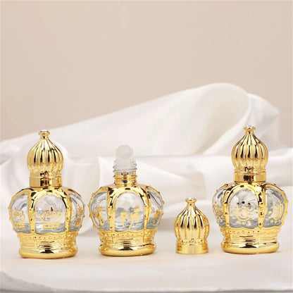 15ml Luxury Golden Essential Oil Roller Bottle - Refillable Glass Perfume Container for Cosmetics & Sample Test