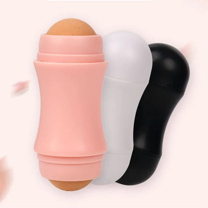 2-Ball Face Oil Absorbing Roller: Volcanic Stone Skin Care Tool - Washable Facial Oil Remover for Makeup