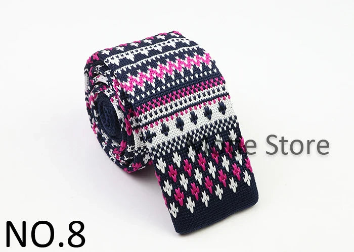 Classic Knit Neck Tie for Men — 6cm Plaid & Dots Casual Business Wedding Tie