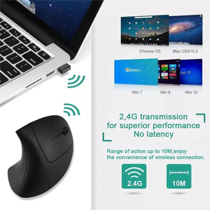 Vertical Mouse Ergonomic Wireless Optical Mice - 2.4GHz, 3 Adjustable DPI, 6 Buttons for Laptop PC Desktop