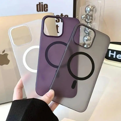 Matte Ultra-Thin iPhone Case – Hard PC Translucent Cover with MagSafe Magnetic Wireless Charging, Fits iPhone 11-17 Pro Max