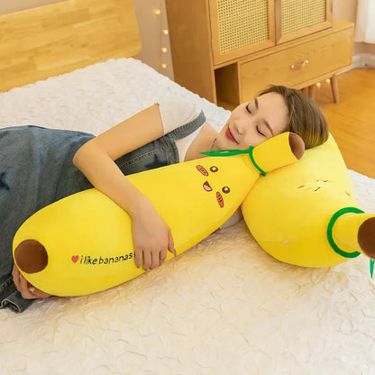 Banana Long Throw Pillow – Cute Super Soft Plush Leg Hug Doll for Bed, Perfect Girl Plush Toy