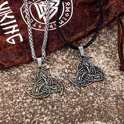 Men’s Celtics Knot Trinity Pendant Necklace — Stainless Steel Norse Runes Viking Amulet, Slavic Icelandic Vintage Jewelry Gift