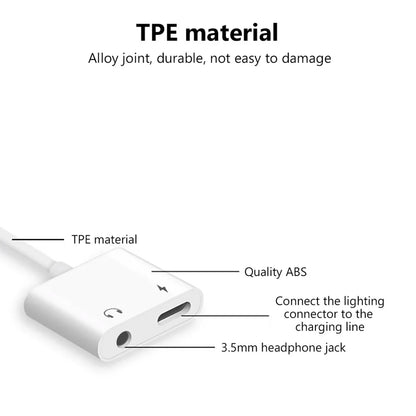 Headphone Adapter for iPhone 14/13/12/11/X/8/7 Plus — Lightning to 3.5mm Aux Audio Splitter Earphone Jack Cable