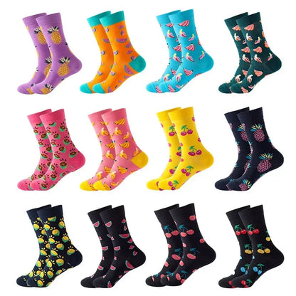Men's Cotton Dress Socks 5-Pair Pack - Funny Casual Novelty Crew Socks Gift Set