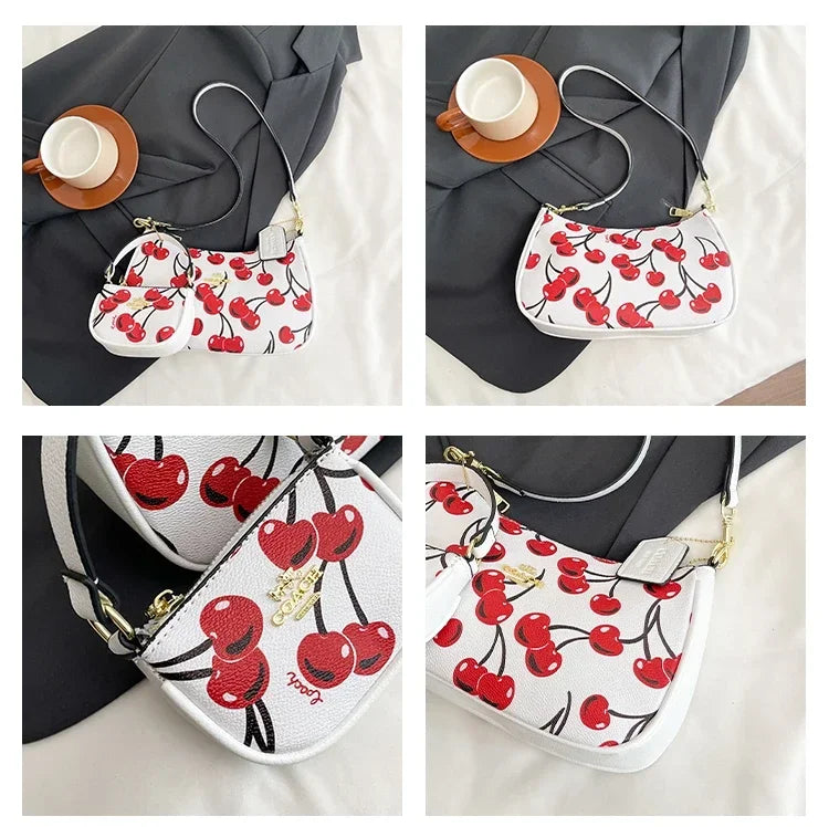2025 Modern Vintage Cherry Crossbody Bag – Mahjong-Style Chain Shoulder & Underarm Bag, Women’s Light Luxury