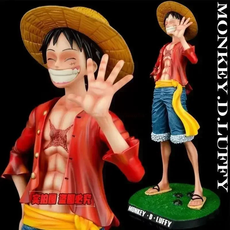 One Piece 42.5cm Straw Hat Monkey D. Luffy Figure – 1/4 Scale Large Smiley Anime Statue, Decorative Doll Toy Gift