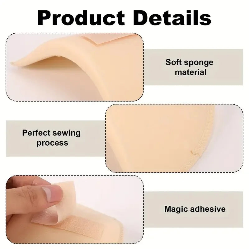 6-Piece Soft Breathable Sponge Shoulder Pads Set – Thickened Sewing Accessories for Dresses, Suits & Jackets (Unisex, 3 Colors)