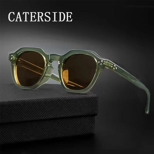 CATERSIDE Retro Polarized Sunglasses – Ultralight TR90 Frame Polygon Style for Men & Women, High-Quality Travel Eyewear