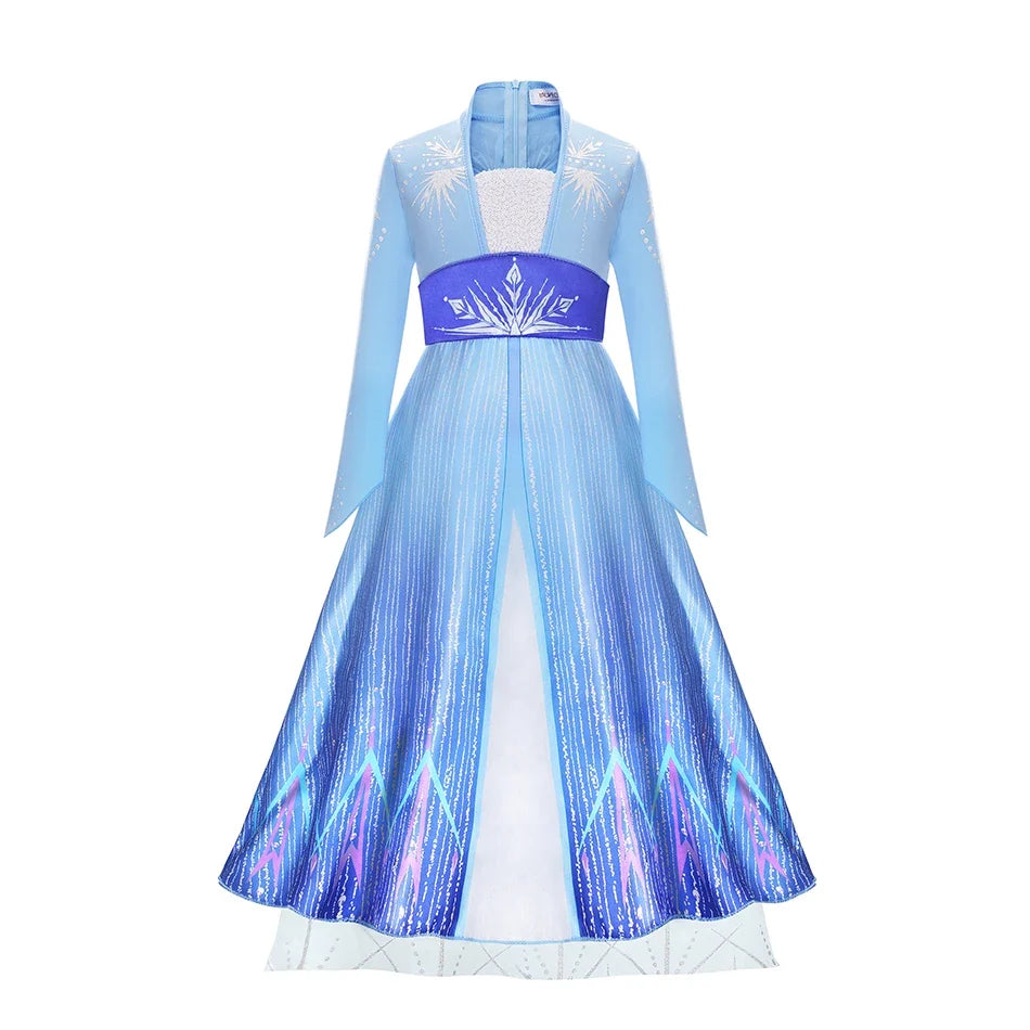 2026 Girls Princess Costume Dress - Elsa, Anna, Snow White, Aurora, Moana, Rapunzel, Mermaid & Belle Carnival Cosplay Party Outfit