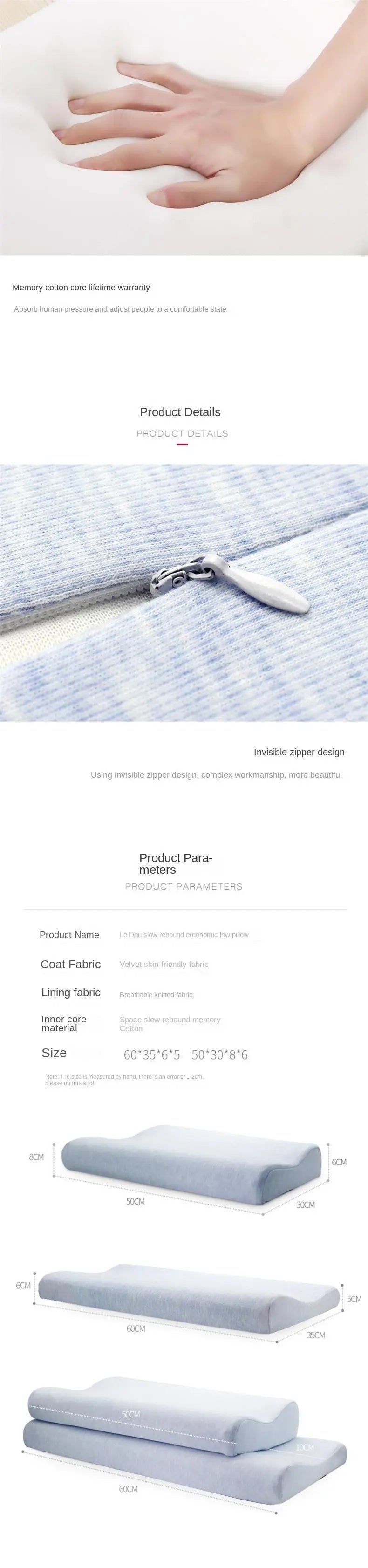 Memory Cotton Neck Pillow — Ultra-Thin, Low Profile, Spinal Support & Anti-Fall Breathable Pillow