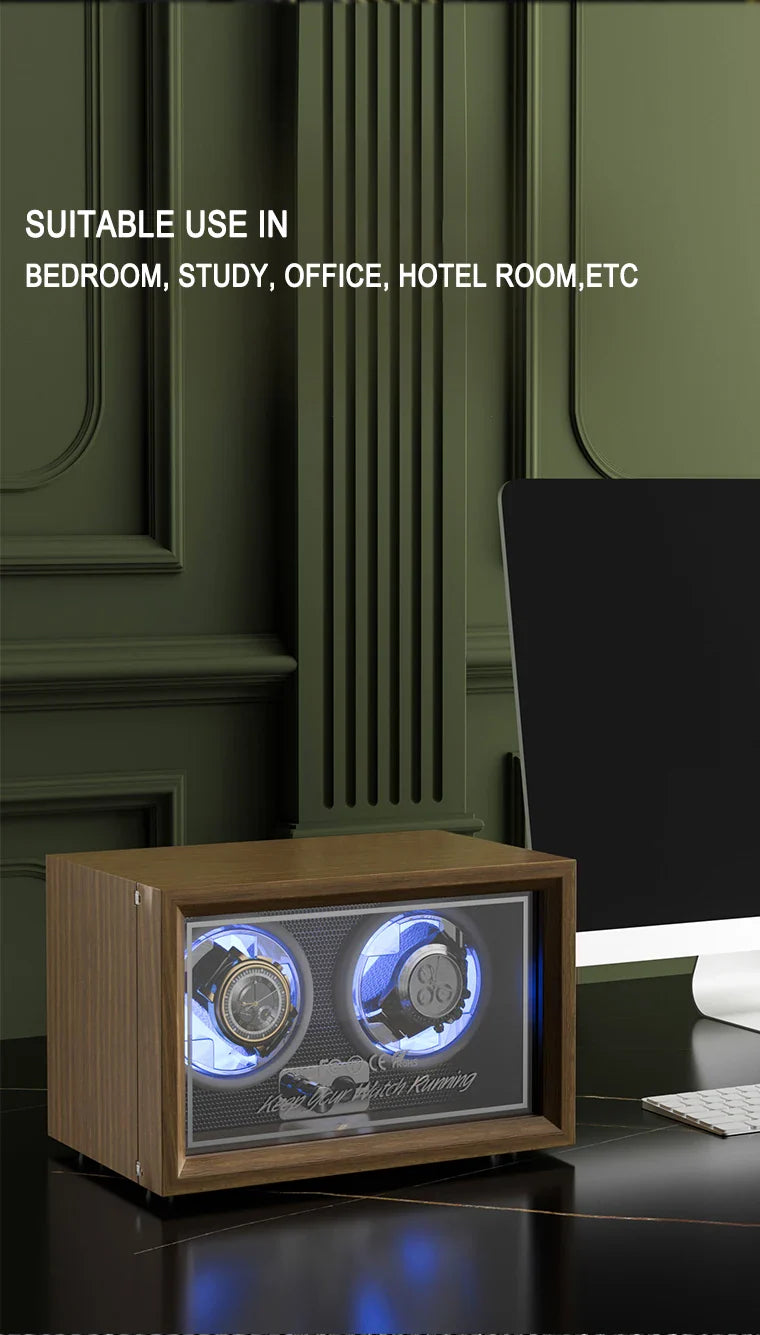 IBBETON Luxury Wood Watch Winder – High-End Automatic Watch Box (2/4/6 Slots) with Mabuchi Mute Motor & Storage Cabinet
