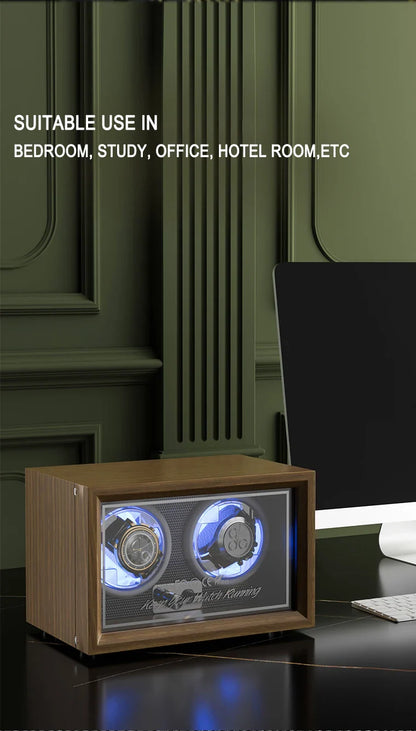 IBBETON Luxury Wood Watch Winder – High-End Automatic Watch Box (2/4/6 Slots) with Mabuchi Mute Motor & Storage Cabinet