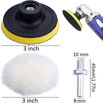 3-Inch Headlight Repair & Restoration Kit — Car Polishing Disc with Auto Waxing Sponge and Sandpaper for Detailing