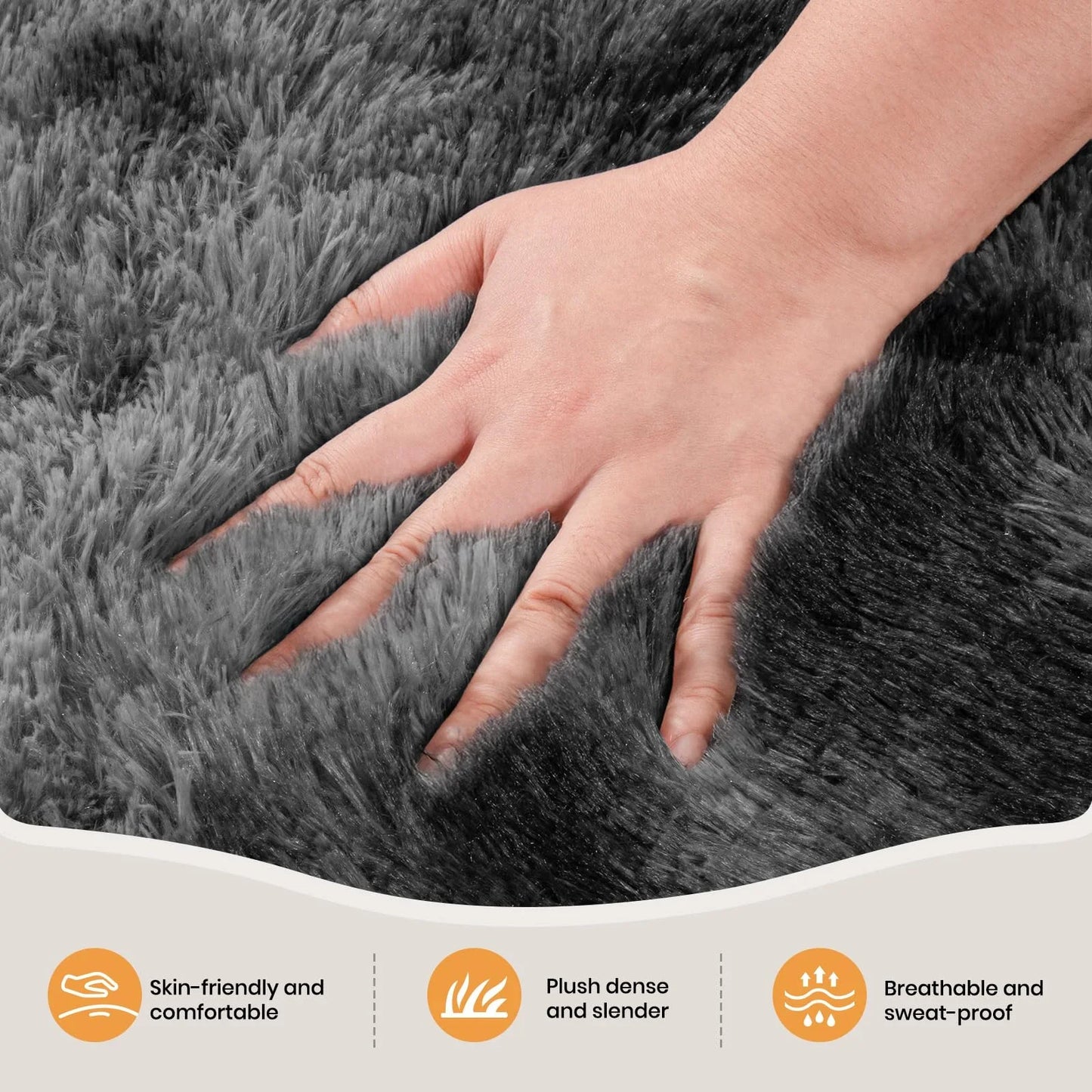 VIKAMA Minimalist Fluffy Area Rug – Non-Slip Living Room Carpet, Soft Kids Room & Bathroom Home Decor Mat