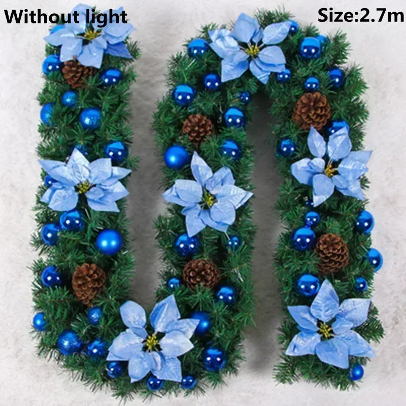 2.7M LED Rattan Christmas Garland – DIY Wreath for Stairs, Fireplace, Tree & Home Decoration
