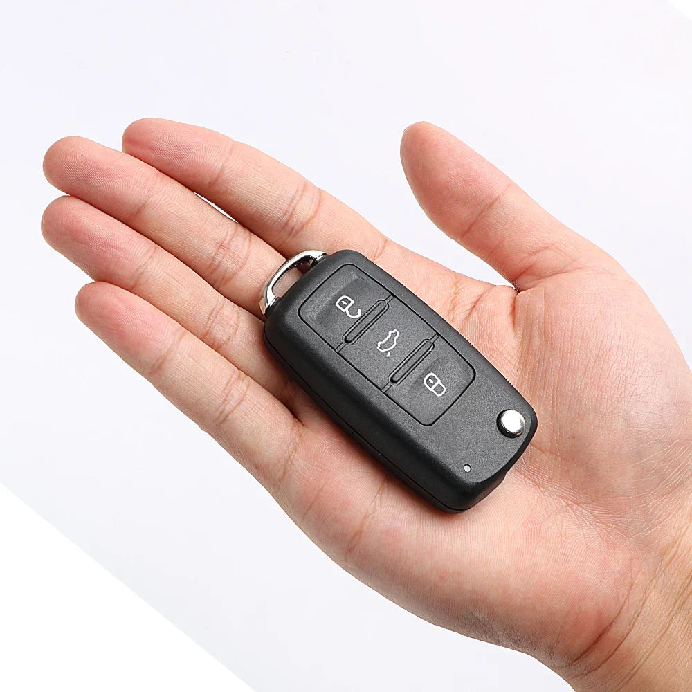 VW Car Key Shell Replacement - Remote Flip 3 Buttons for Beetle, Caddy, Eos, Golf, Jetta, Polo, Scirocco, Tiguan, Touran, UP