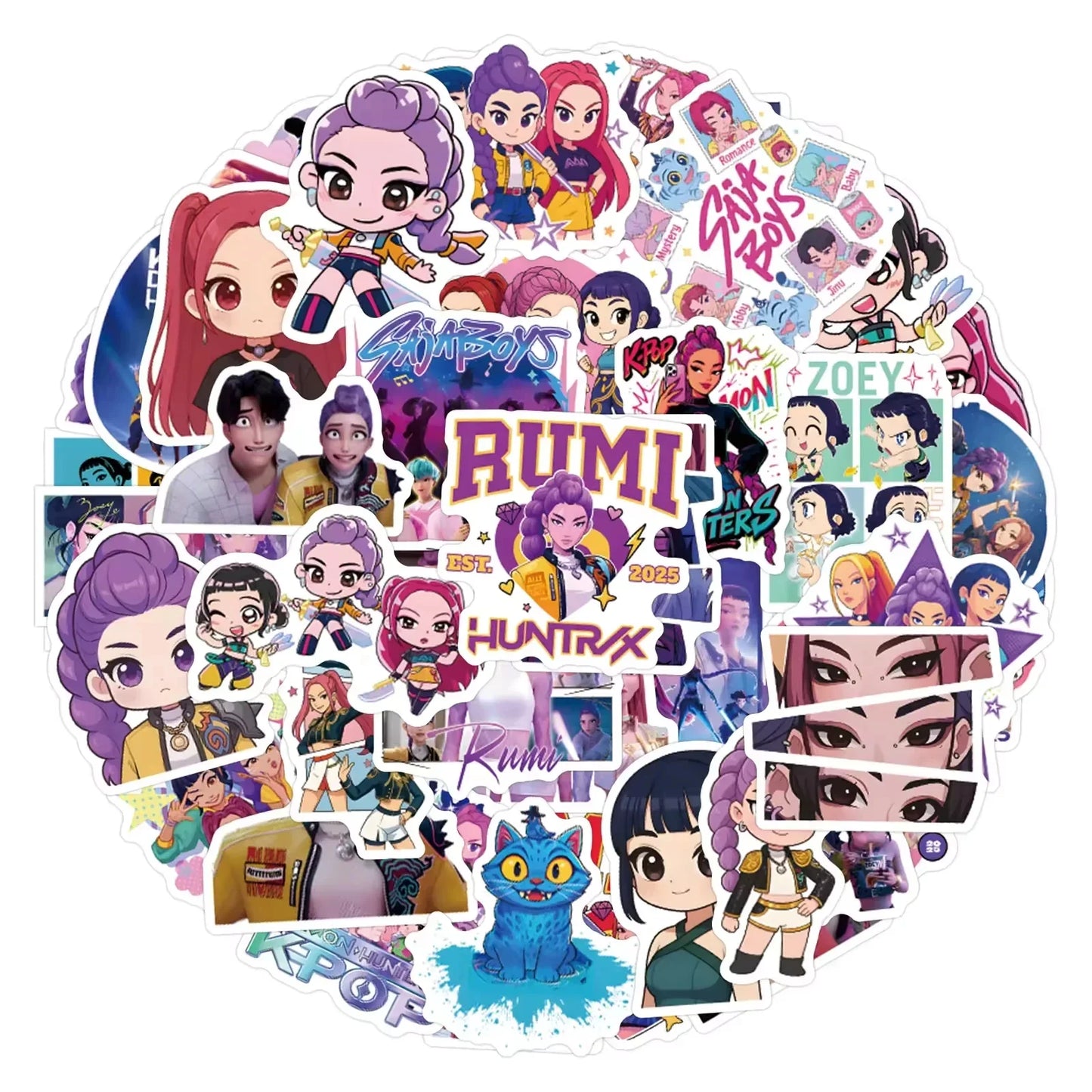 55-170PCS K-Pop Demon Hunters Anime Stickers – Waterproof DIY Decoration for Boys, Girls & Fans Gift