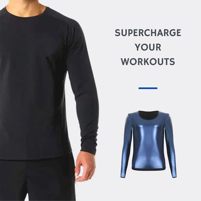Men’s Sauna Sweat Shirt – Long Sleeve Compression Body Shaper Top for Weight Loss Workout & Sports