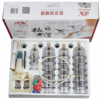 32-Jar Vacuum Cupping Therapy Set – Full Body Suction Cups for Massage, Physiotherapy & Self-Help Wellness Treatment