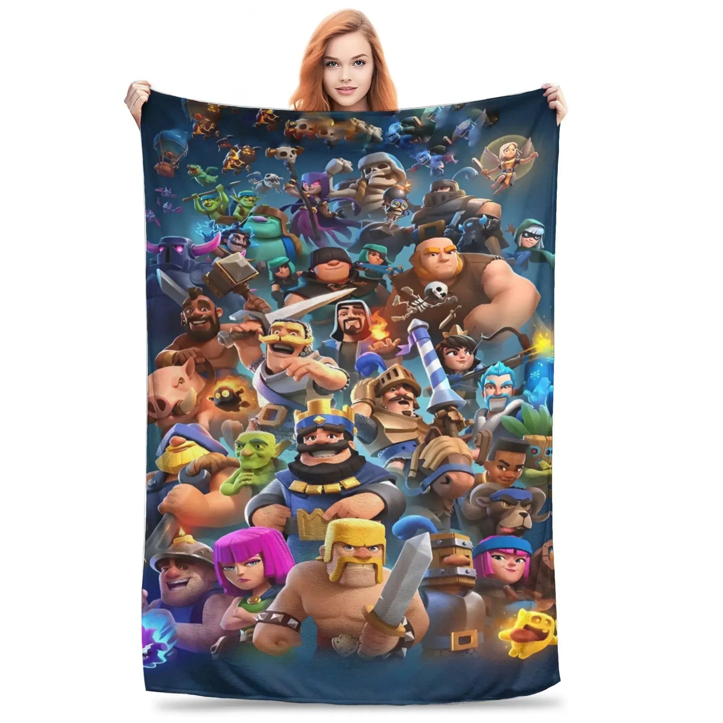 Clashed Gamer Royale Winter Throw Blanket – Warm Bedspread with Funny Print for Boys & Girls Bedroom