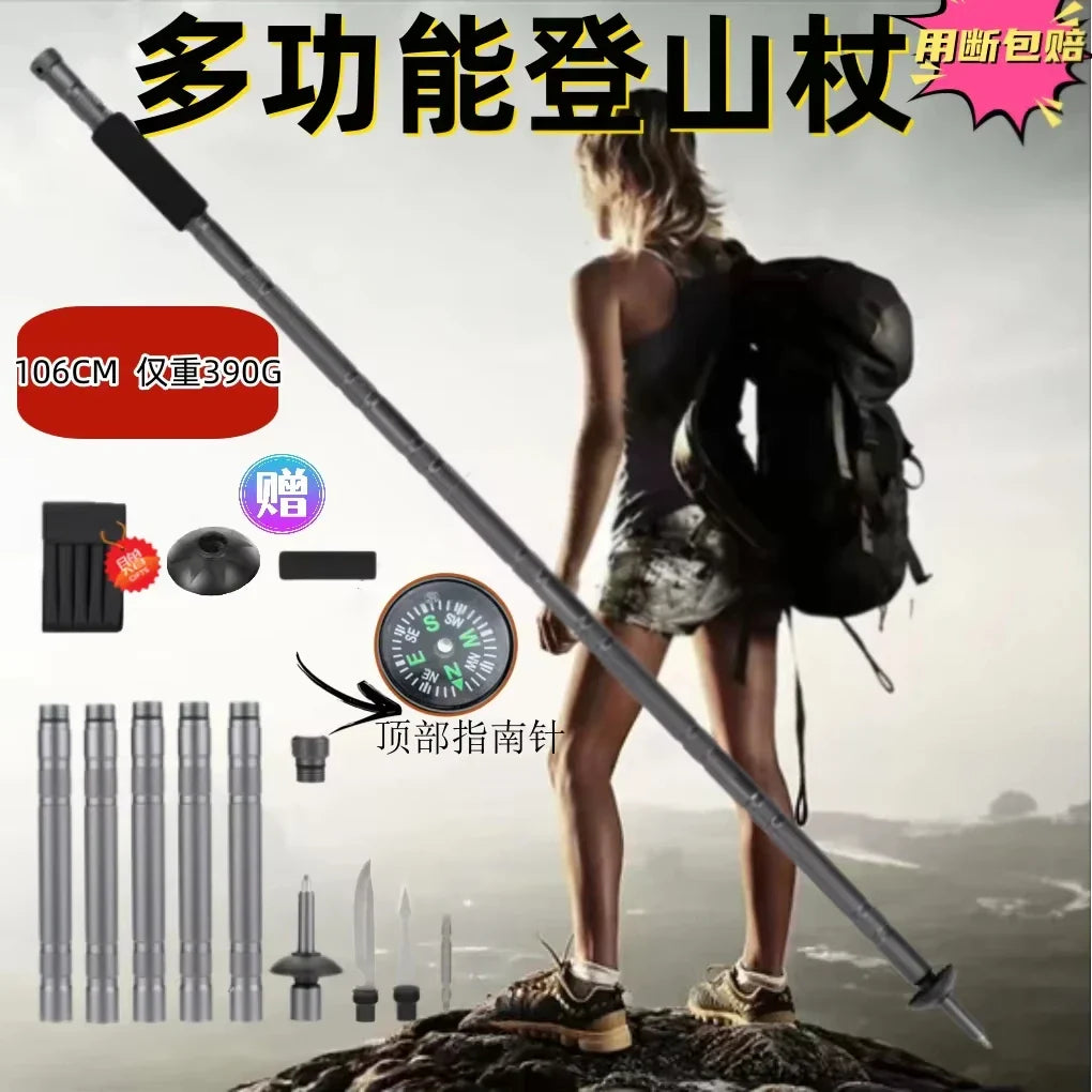 Folding Multifunctional Hiking Poles – Ultralight Telescopic Trekking Poles for Outdoor Camping & Tactical Use