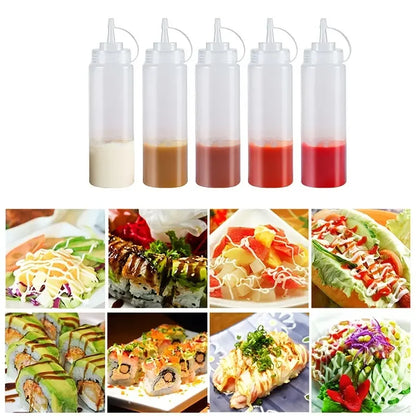 Large Squeeze Condiment Bottles with Nozzles – Ketchup, BBQ Sauce, Olive Oil Dispenser Bottles for Kitchen Use