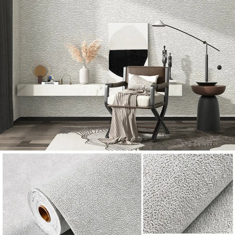 Linen 3D Foam Self-Adhesive PVC Wallpaper - Solid Color, Thickened Waterproof Wall Stickers for Home Renovation & Decor