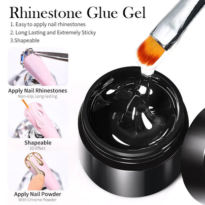 BORN PRETTY 10g Nail Rhinestone Glue - Transparent UV LED Gel Adhesive For Nail Art Crystal Decoration & DIY Manicure