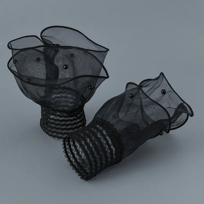 Nail Art Photography Glove - Tulle Pleated Cuff Sleeve Prop for Manicure Display & Nail Tip Showcase