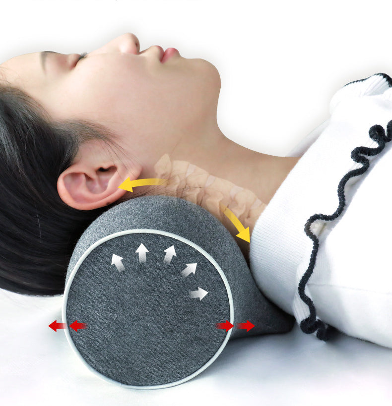Cervical Spine Pillow - Antiarch Traction Pillow with PU Memory Foam Core, Pure Cotton Cover, Portable Neck Support Pillow