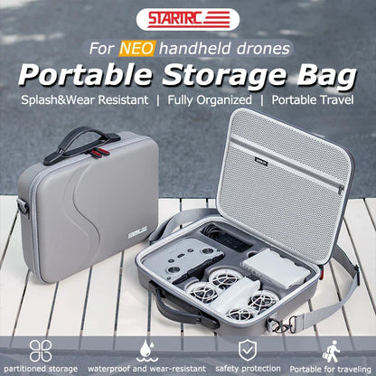 NEO Drone PU Storage Bag — Portable Large Capacity Shoulder & Handheld Organizer for DJI Neo RC-N3 with Shock Absorbing Protection