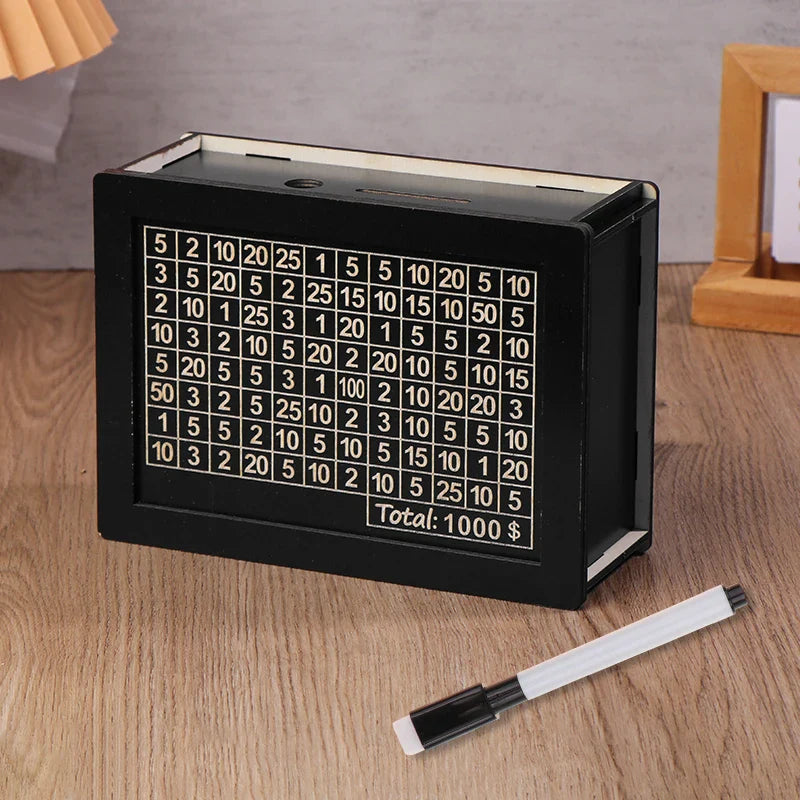 USD Black Reusable Piggy Bank with Money Goal Counter - DIY Savings Box to Build Good Habits