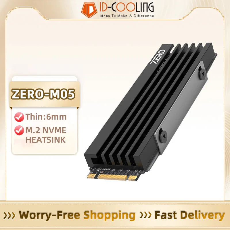 ID-COOLING M05 M.2 2280 SSD Heatsink – Aluminum Alloy NVMe Radiator with Thermal Silicone Pad for PC Cooling