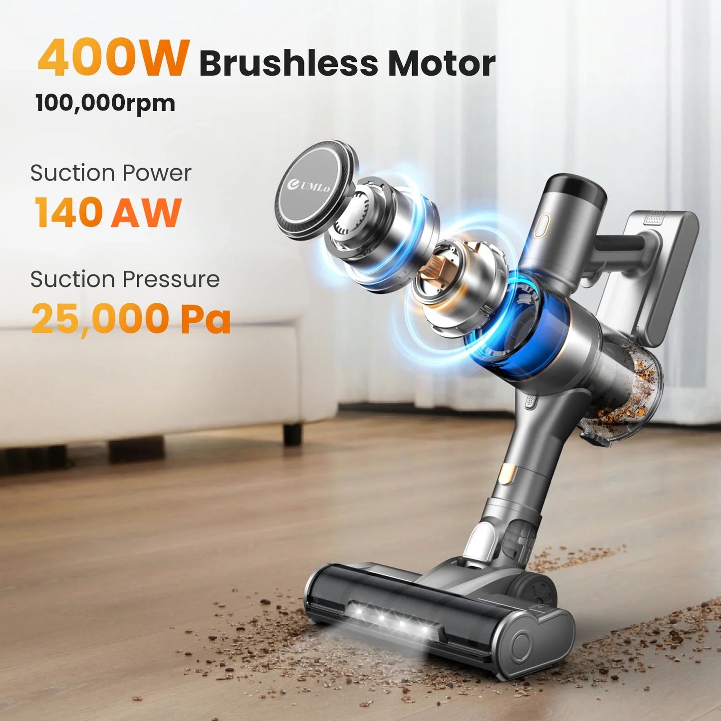 INSE S9 Stick Cordless Vacuum Cleaner - 400W, 30KPa Suction, Up to 55 Mins Runtime, 9-in-1 for Hardwood, Pet Hair, Home and Car