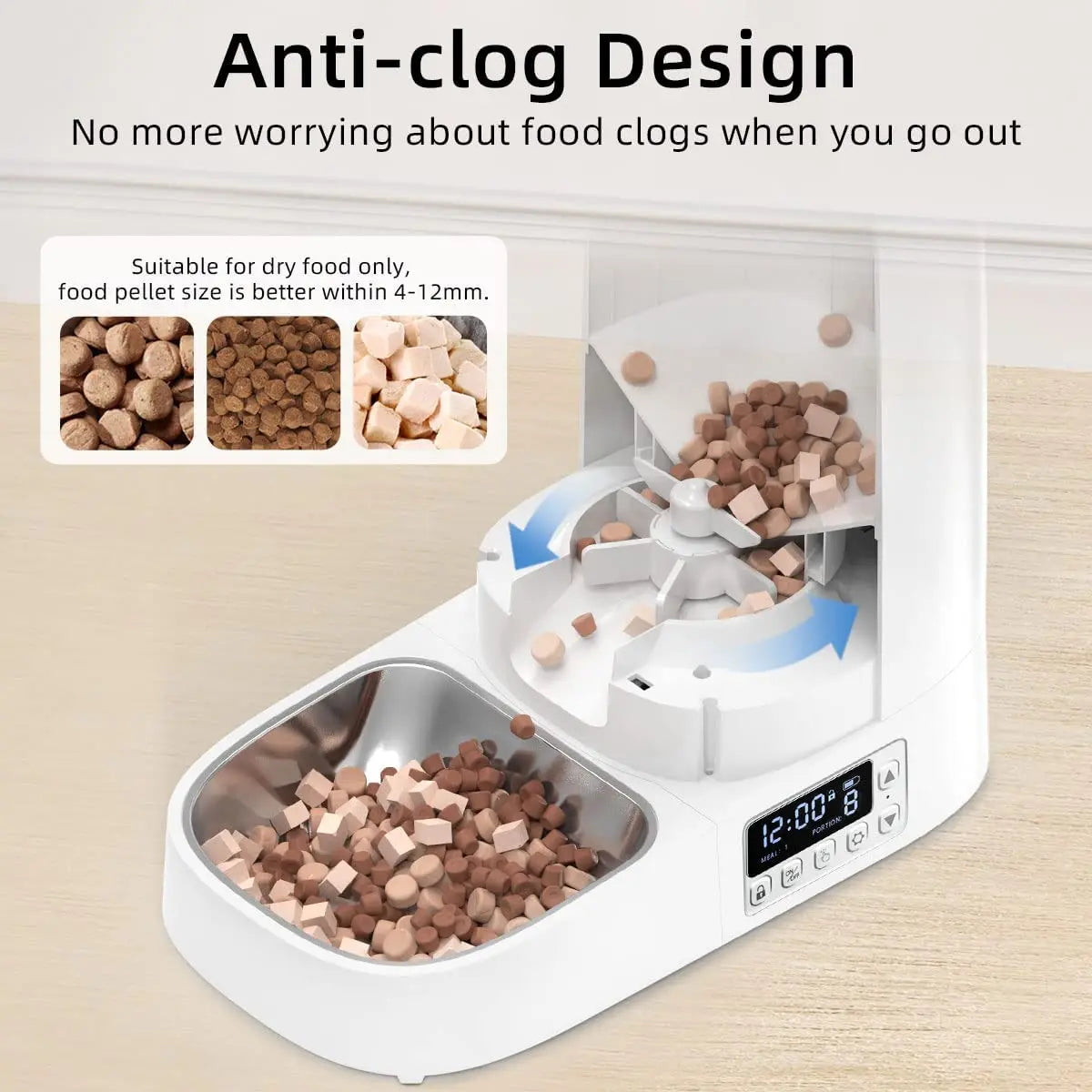 ROJECO 4L Automatic Pet Feeder - Button Version, Smart Control Auto Cat & Dog Food Dispenser, Ideal for Dry Food, Accessories Included