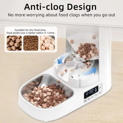 ROJECO 4L Automatic Pet Feeder - Button Version, Smart Control Auto Cat & Dog Food Dispenser, Ideal for Dry Food, Accessories Included