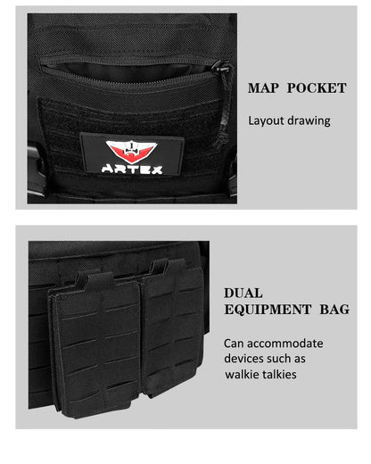 New 6094 Combat Vest – Quick Detachable Light Laser Cut Tactical Gear, Black Airsoft Carrier for Combat Equipment