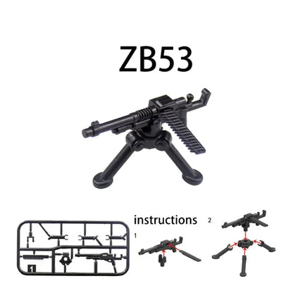 Military Building Blocks Soldier Set - Tactical Weapons Figures with Gatling Gun, Rifle, Mortar & Accessories Toy Kit