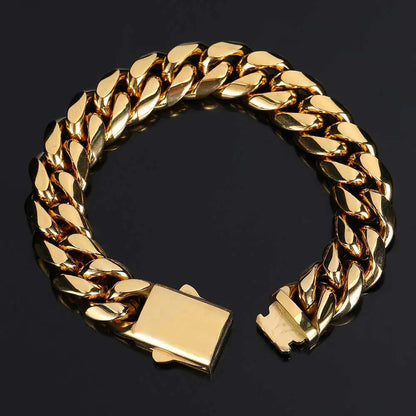High-Quality Stainless Steel Gold Color Cuban Chain Necklace – 8-14mm Width, Waterproof Curb Link for Men & Women, Multiple Sizes