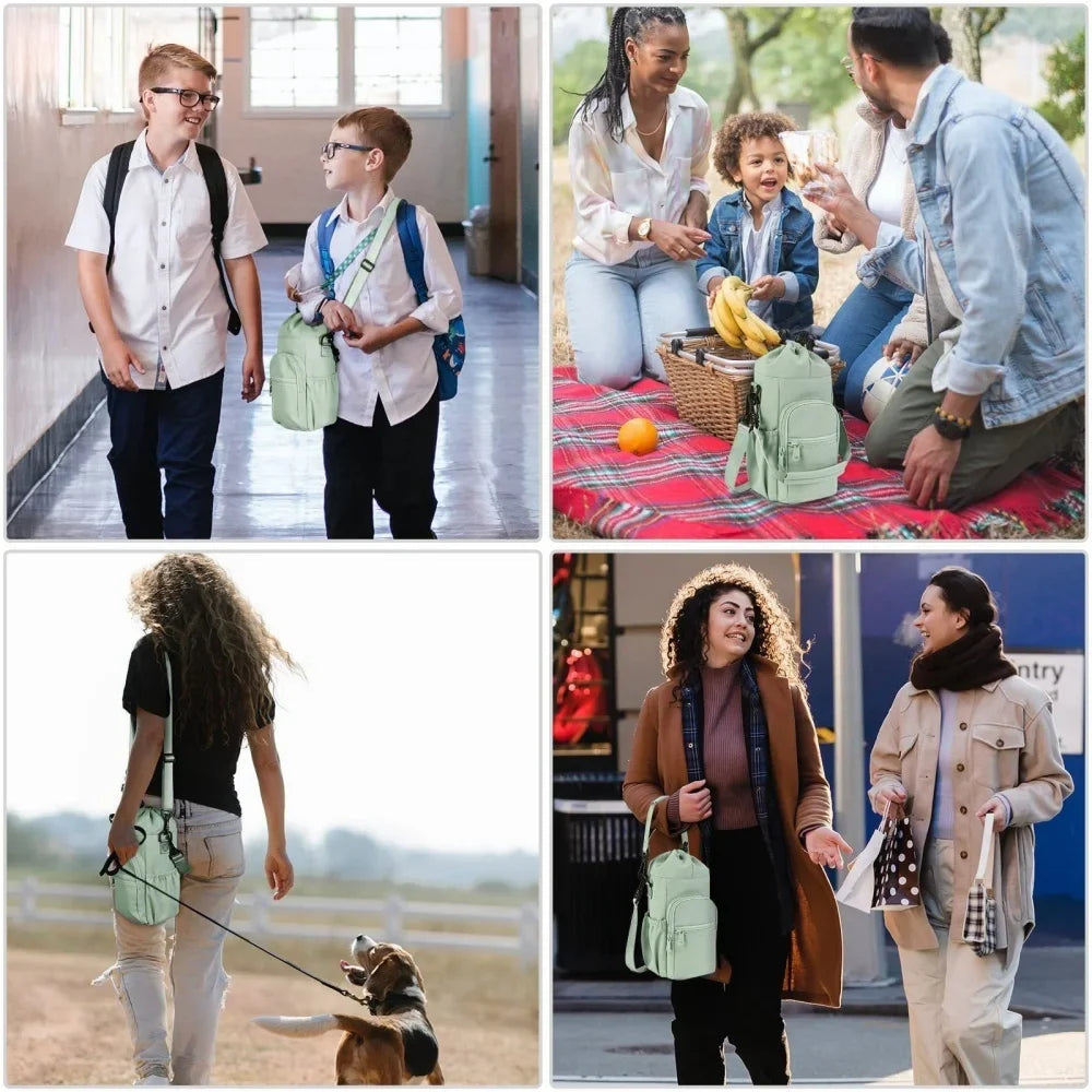 Portable Water Bottle Bag — Adjustable Strap Insulated Thermal Mug Carrier with Phone Pocket for Outdoor Sports & Travel