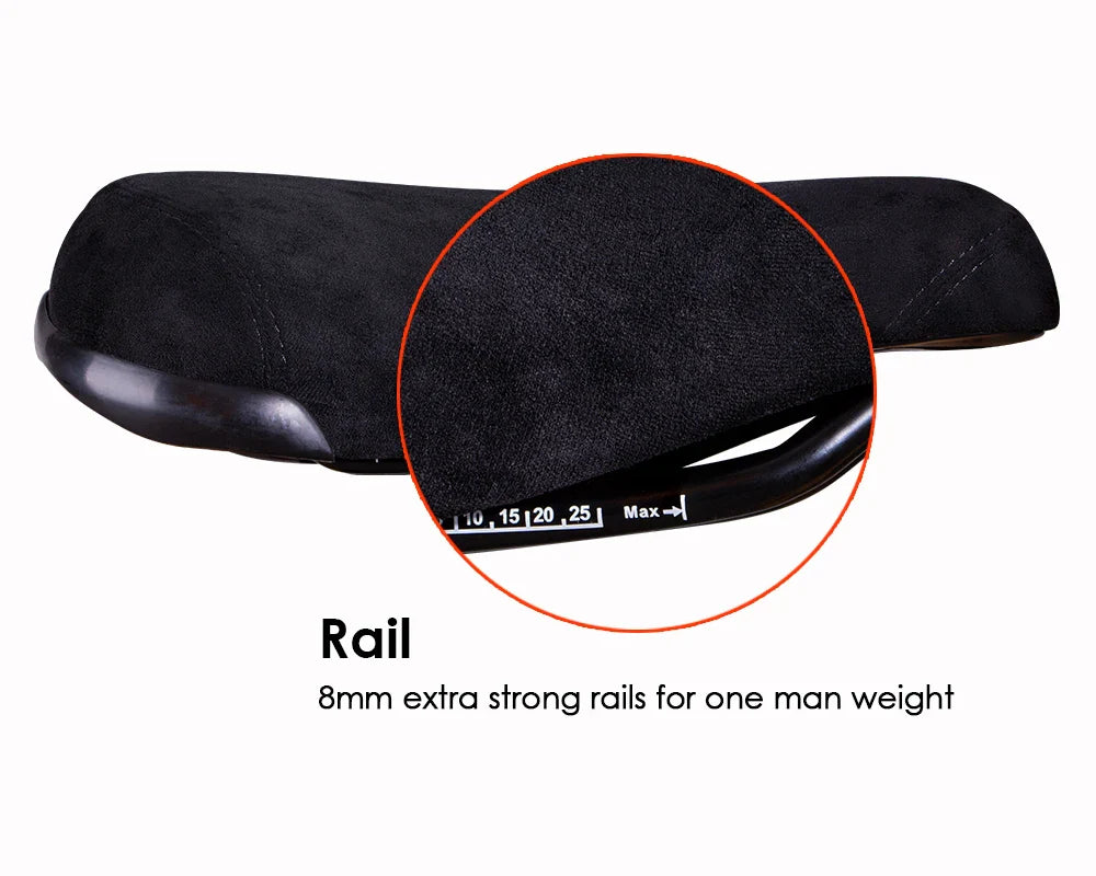 Funsea Bicycle Saddle - Black Wheelie Seat with Embroidered Logo, Flannelette Cover, 8mm Rail for Bikes